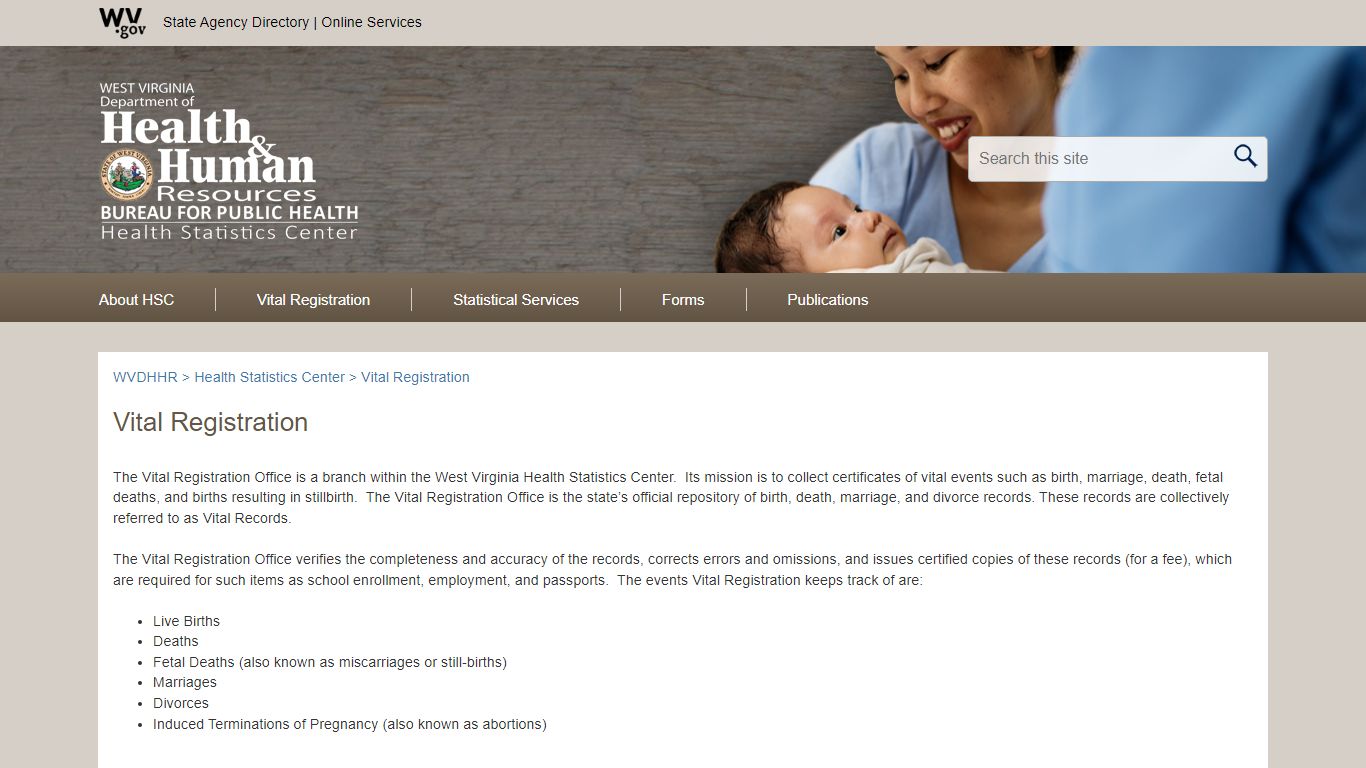 Vital Registration - West Virginia Department of Health and Human Resources