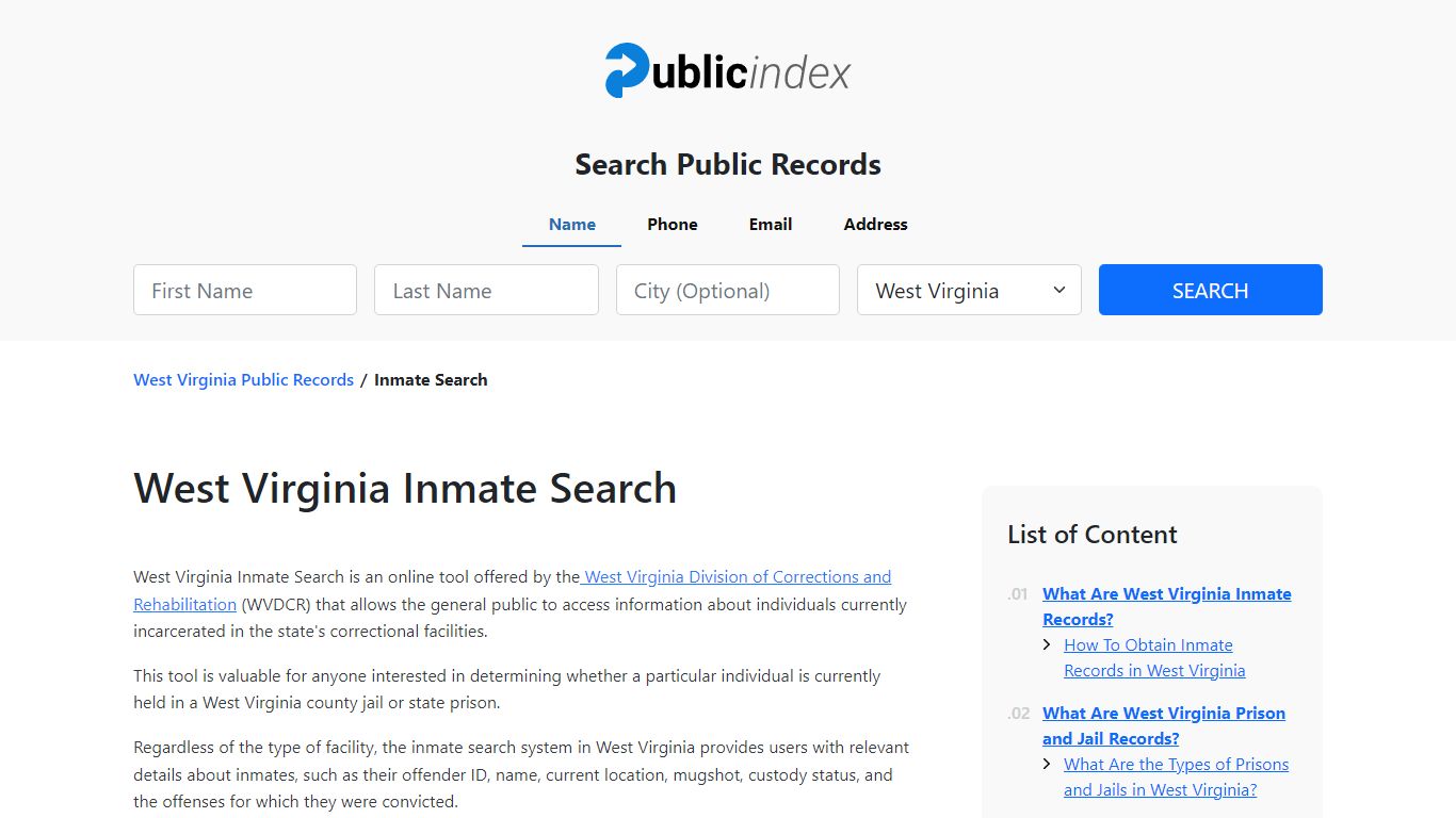 West Virginia Inmate Search and Jail Records