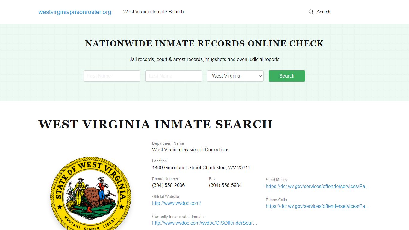 West Virginia Inmate Search - WV DOC Offenders Lookup